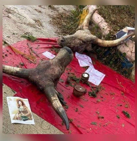 Rituale africano su telo rosso